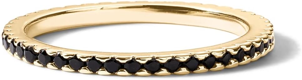 PAVOI 14K Gold Plated Sterling Silver Colored CZ Stones Stackable Ring | Simulated Diamond Eternity Bands for Women