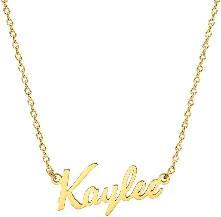 MOMOL 18K Gold Plated Stainless Steel Name Necklace Personalized Custom Name Necklace Customized Nameplate Necklace for women