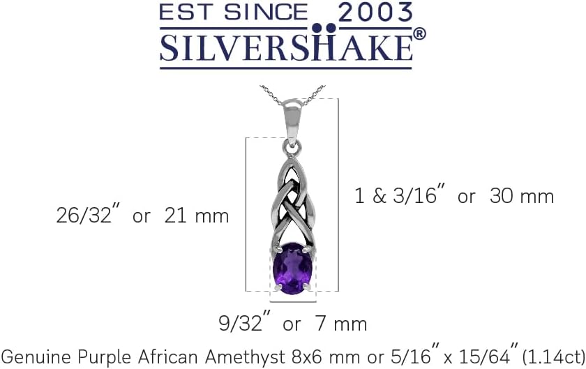 Silvershake 8X6mm Oval Shape Birthstone Gemstone Antique Finishing or Yellow Gold Plated 925 Sterling Silver Celtic Knot Weave Solitaire Pendant or Pendant with 18 Inch Chain Necklace Jewelry for Women