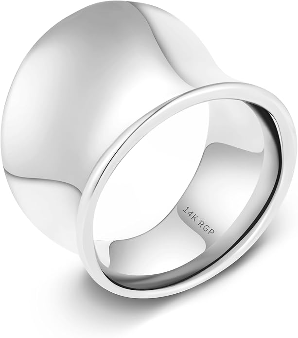Wide Statement Band Rings for Women and Men，High 14K Gold Plated Polish Large Thumb Index Full Finger Rinds Size 6-11（Gold and Silver）