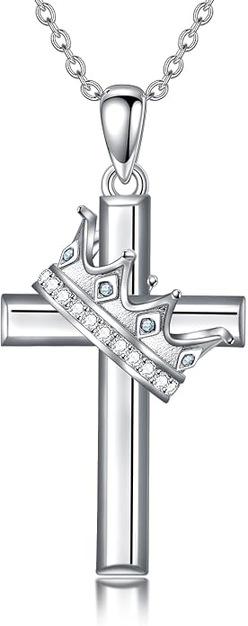 Cross Necklace for Women 925 Sterling Silver Crucifix Pendant Christian Cross Jewelry for Women Men