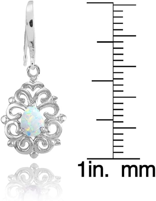 Sterling Silver Genuine, Simulated, or Created Gemstone 6x4mm Teardrop Filigree Dainty Dangle Earrings