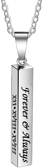 MeMoShe Custom Name Necklace Personalized 3D Engraved Bar 18K Gold Plated Customized Name Jewelry with Adjustable Chain Charm Birthday Gifts for Women Men