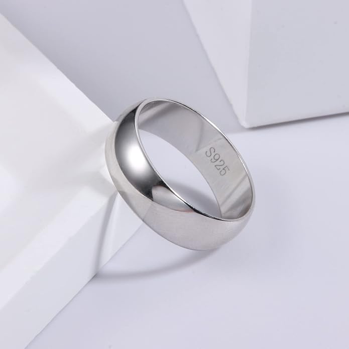 MILACOLATO 925 Sterling Silver Ring for Women Men High Polished Plain Stackable Thumb Rings Tarnish Resistant Wedding Band Ring Comfort Fit Size 4 to 12, 1mm 2mm 3mm 4mm 5mm 6mm