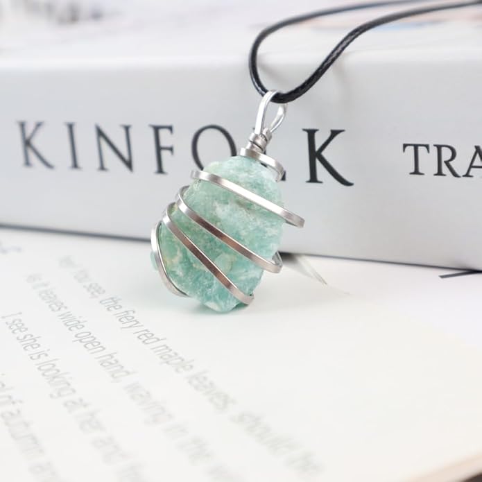 Natural Gemstone Pendant Necklace For Men & Women Spiritual Jewelry Wire Wrapped Gemstone Chakra Necklaces Real Stones For Him & Her