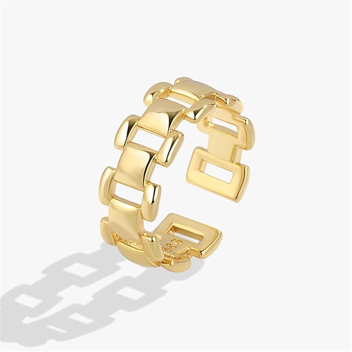 YBMYCM 3-10Pcs Dome Rings Set Chunky Gold Ring for Women Men 14k Gold Plated Thick Adjustable Statement Ring Gold/Silver