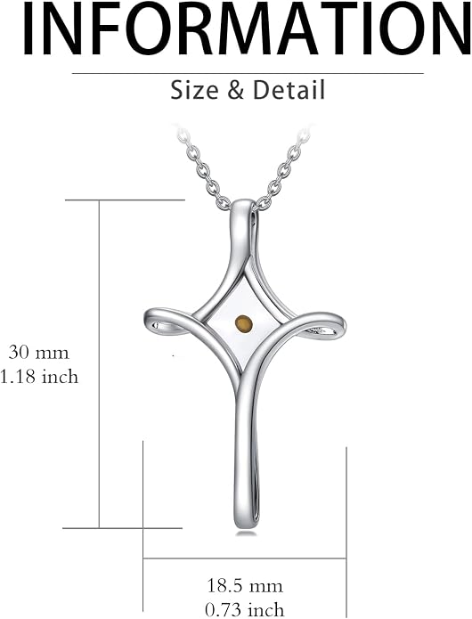 HPQQ Cross Necklace 925 Sterling Silver Turquoise Tree of Life Celtic Knot Cross Pendant Jewelry Mother's Day Gifts for Women