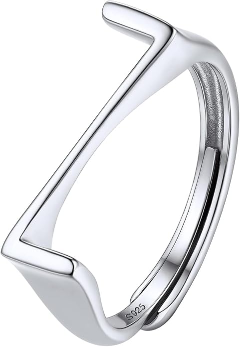 SILVERCUTE 925 Sterling Silver Initial Rings for Women,Adjustable Capital Letter Ring Hypoallergenic,Minimalist 925 Silver Rings for Mother Daughter