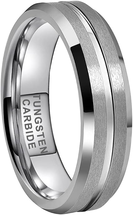 TUTISS 6mm 8mm Silver/Black/Blue/Gunmetal/Gold/Rose Gold Tungsten Rings for Men Women Fashion Engagement Wedding Bands Matte Finish Beveled Edges Comfort Fit