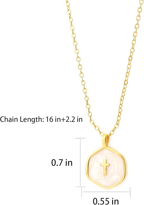 14K Gold Plated Paper Clip Chain Link Necklace Satellite Cross Key Starfish Turquoise Heart Necklace for Women