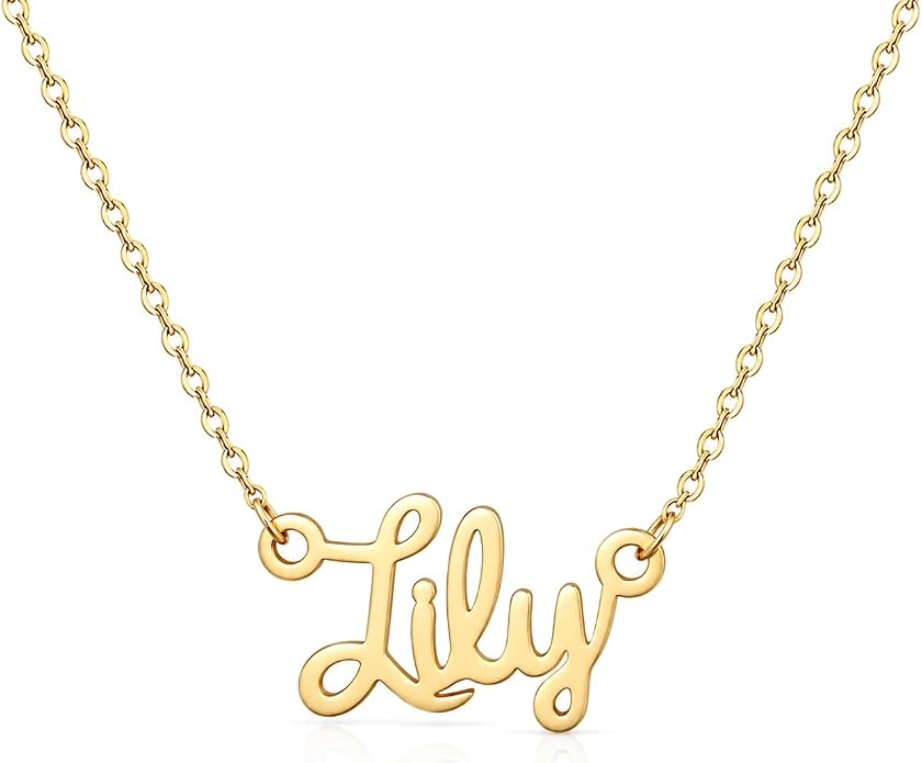 MOMOL 18K Gold Plated Stainless Steel Name Necklace Personalized Custom Name Necklace Customized Nameplate Necklace for women
