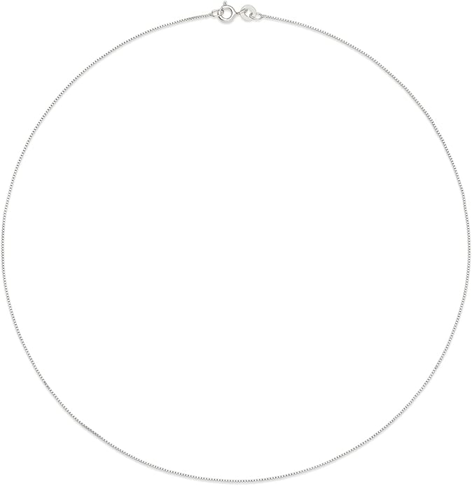 Amazon Essentials Sterling Yellow Gold or Silver Thin 0.8mm Box Chain Necklace