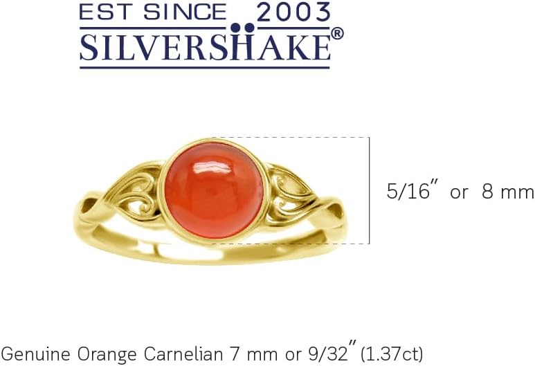 Silvershake 7MM Genuine Round Shape Gemstones White Gold Plated or Yellow Gold Plated 925 Sterling Silver Victorian Style Solitaire Ring Jewelry for Women