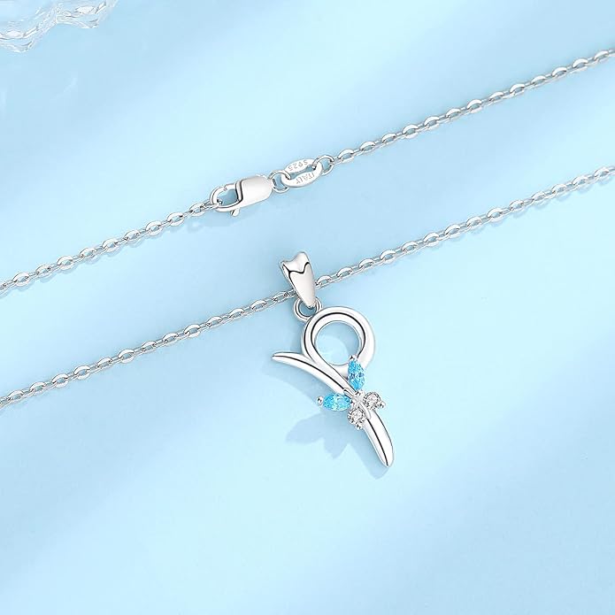 EUDORA Sterling Silver Butterfly Initial Necklaces for Women, Elegant Letter Neckles Personalized Gift for Mother, Sister, Daughter, 18 inch Chai