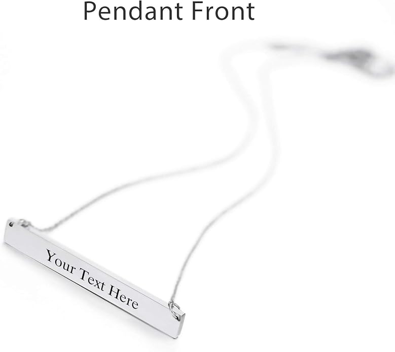 Lazycat Name Bar 18K Plated Bar Necklace,Engravable Name or Blessings Necklace