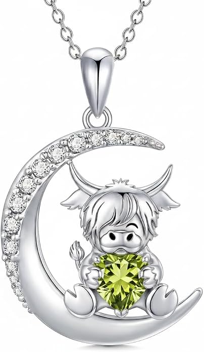 PROESS Animal Birthstone Necklace 925 Sterling Silver Otter/Axolotl/Hippo/Elephant/Dachshund/Monkey/Red Panda Pendant Necklace Animal Birthstone Jewelry Gifts for Women