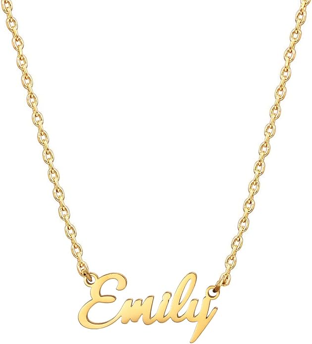 MOMOL 18K Gold Plated Stainless Steel Name Necklace Personalized Custom Name Necklace Customized Nameplate Necklace for women