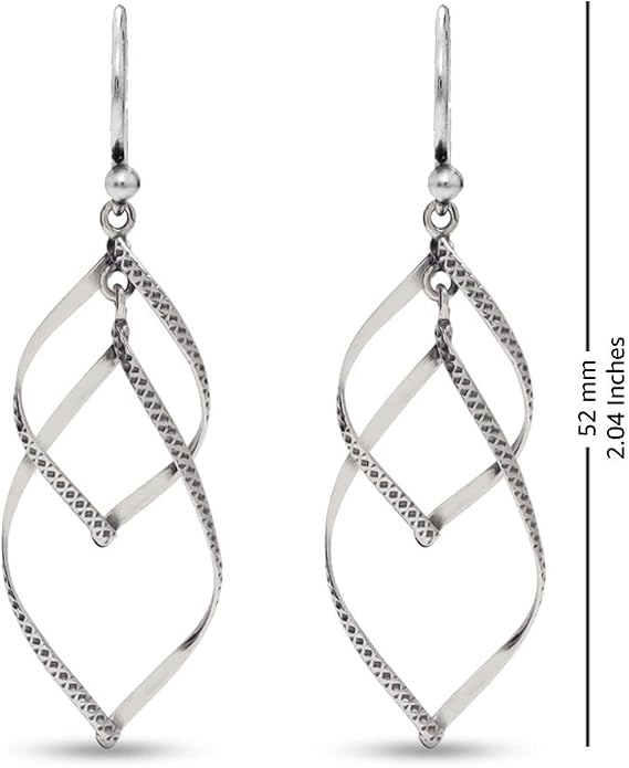Charmsy 925 Sterling Silver Double Twisted Infinity Dangle Earrings for Women | Linear Marquise Large Loops Classic Infinity Drop Dangle Earrings
