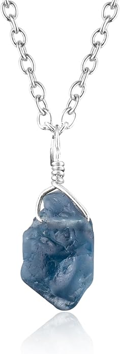 Sliver Pendant Necklace for Women Raw Tanzanite Gemstone, Handmade Jewelry Healing Crystal December Birthstone, Rhodium Plated 925 Sterling Silver Chain 18" Birthday Christmas Day Gifts