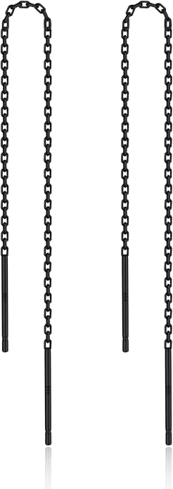 3 Pairs Threader Earrings 925 Sterling Silver Long Chain Earrings Bar/Ball Wrap Threader Drop Earrings for Women Lightweight Minimalist Mother's Day Jewelry Set
