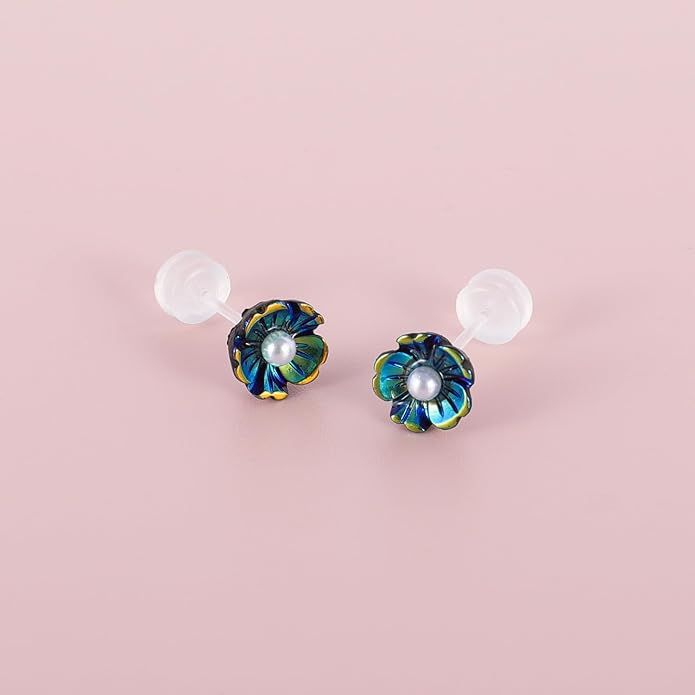 Plastic Post Stud Hoop Earrings for Sensitive Ears Multicolor Butterfly Flower Stud Earrings Set for Women