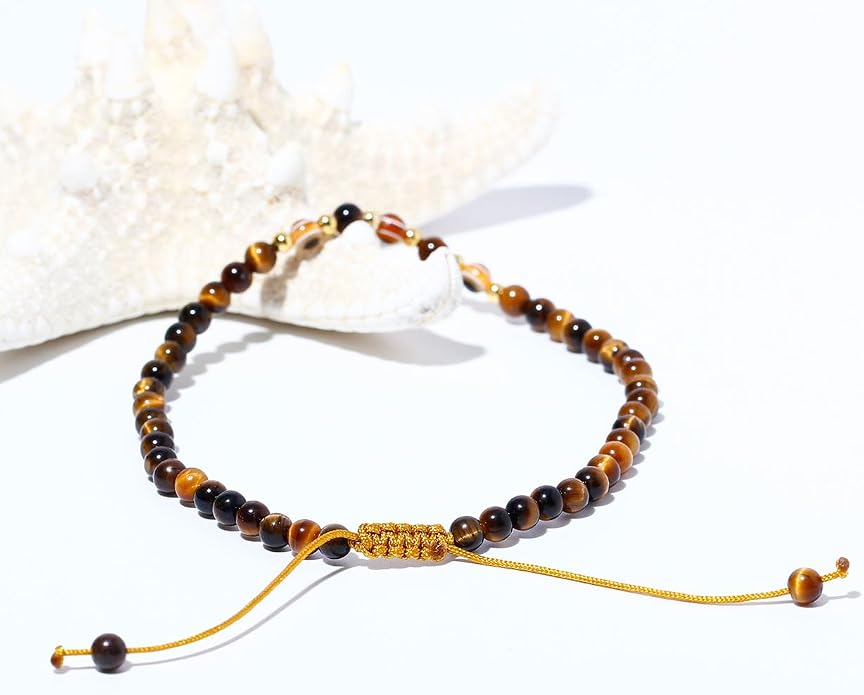 Evil Eye Ankle Bracelets for Women Beads Anklets Beach Accessiory Gemstone Healing Crystal Adjustable