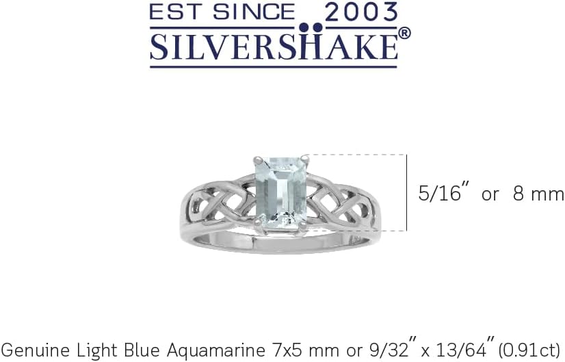 Silvershake 7X5mm Octagon Shape Birthstone Gemstone White Gold Plated or Yellow Gold Plated 925 Sterling Silver Scroll/Filigree Celtic Knot Solitaire Ring Jewelry for Women