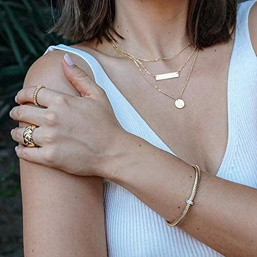 CIUNOFOR Crush Wide Band Ring for Women, Chunky Gold Stackable Ring, Textured Statement Band, Sizes 6–9