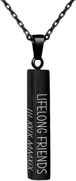 Personalized 3D Vertical Bar Necklace, Custom Necklace Engraved with Any Name Pendant Jewelry Mothers Day Gift