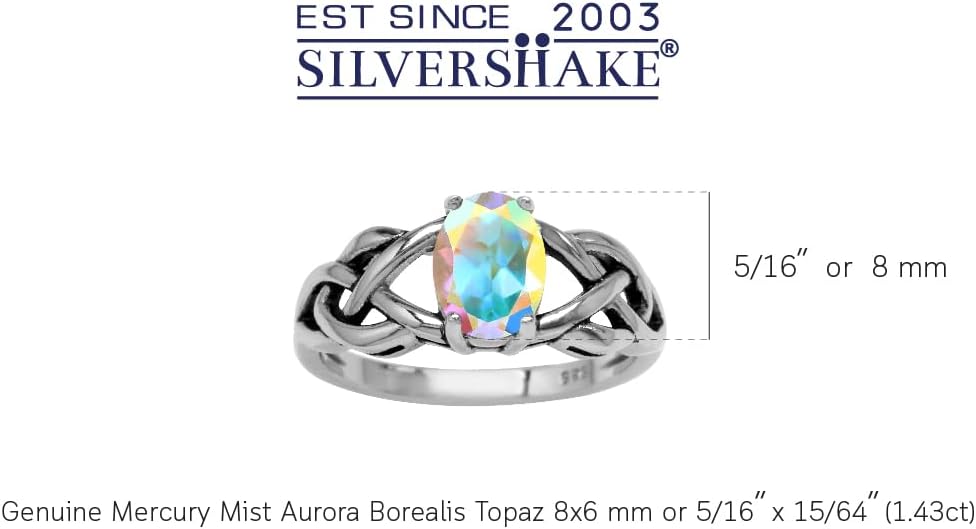 Silvershake 8X6mm Oval Shape Birthstone Gemstone Antique Finishing or Yellow Gold Plated 925 Sterling Silver Celtic Knot Weave Solitaire Ring Jewelry for Women