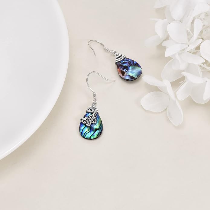 POPLYKE 925 Sterling Silver Tree of Life Dangle Earrings for Women Fashion Abalone Shell Jewelry Gifts for Mom Sister Friend Birthday