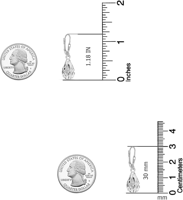 LeCalla 925 Sterling Silver Leverback Drop Earrings | Lightweight Italian Teardrop Dangle Earring for Women