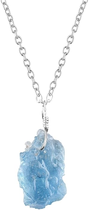 Natural Raw Crystal Rough Gemstone Pendant Necklace For Women, Chakra Healing Stones, Birthstone Jewelry, Rhodium Plated 925 Sterling Silver Chain 18 inch, Birthday Gift