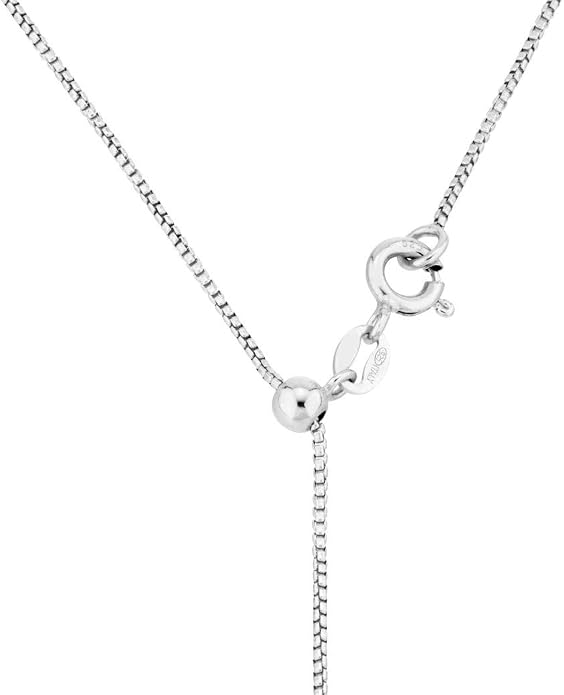 Miabella 925 Sterling Silver or 18K Gold Plated Italian 1mm Adjustable Solid Thin Bolo Box Chain Necklace for Women / 14-24 Inch Slider/Made in Italy