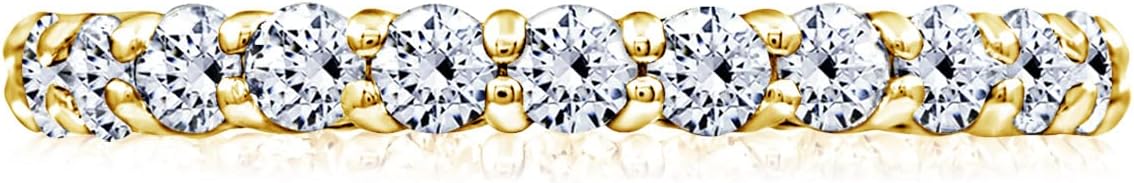 Amazon Essentials Platinum or Gold Plated Sterling Silver All-Around Band Ring set with Round Infinite Elements Cubic Zirconia