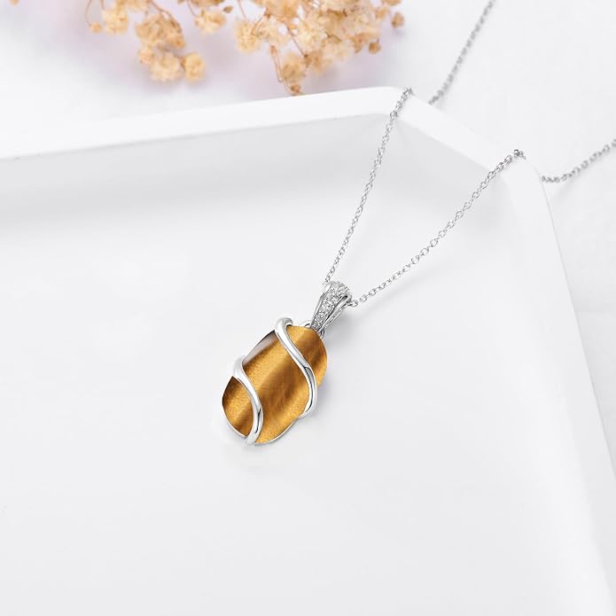 HPQQ Necklace for Women 925 Sterling Silver Dainty Gemstone Pendant Fine Jewelry Birthday Mothers Day Gifts for Mom Wife Her