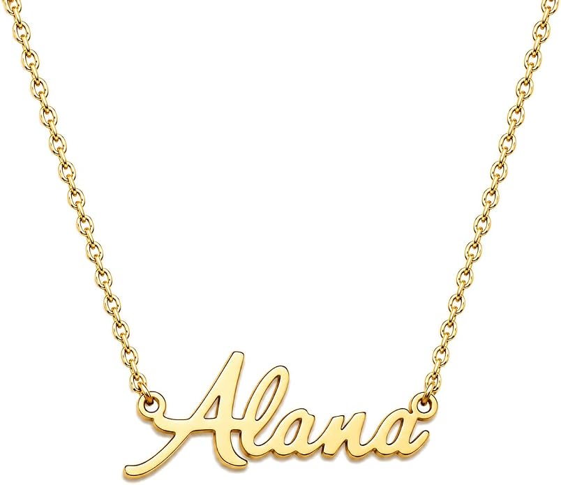 MOMOL 18K Gold Plated Stainless Steel Name Necklace Personalized Custom Name Necklace Customized Nameplate Necklace for women