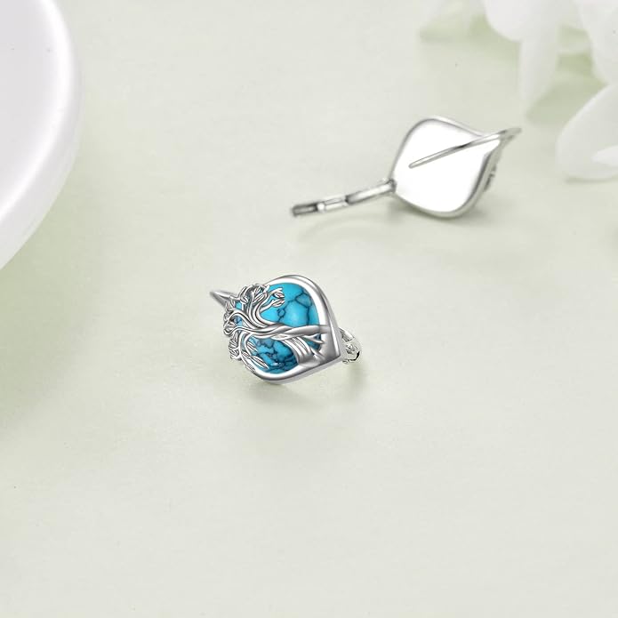 WINNICACA Leverback Earrings for Women 925 Sterling Silver Tree of Life Earrings Dangle Drop Turquoise Moonstone Moss Agate Heart Jewelry Gifts for Women Her Wife Anniversary Birthday Gifts
