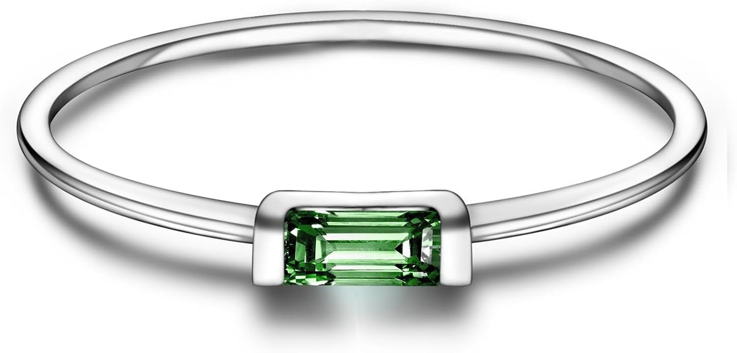 Helonley S925 Sterling Silver Birthstone Stackable Rings for Women Mother with Cubic zirconium Mom Ring Mother's Day Jewelry Gifts for Wife