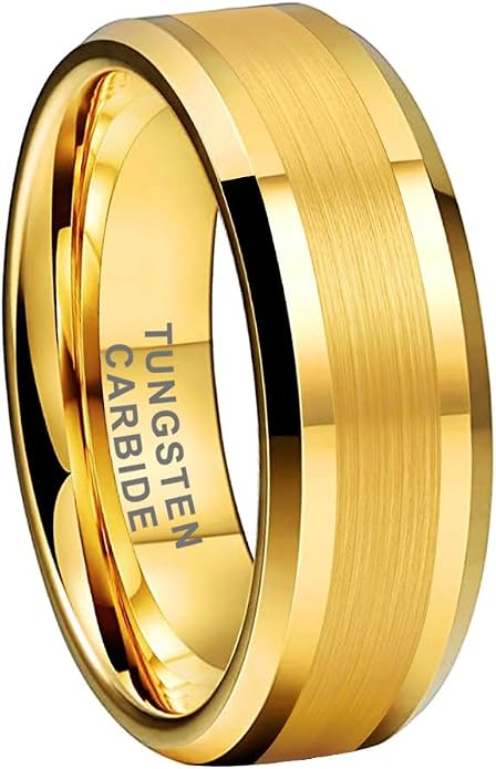 TUTISS 6mm 8mm Silver/Black/Gunmetal/Gold Tungsten Rings for Men Women Fashion Jewelry Engagement Wedding Bands Matte Polished Shiny Beveled Edges Comfort Fit