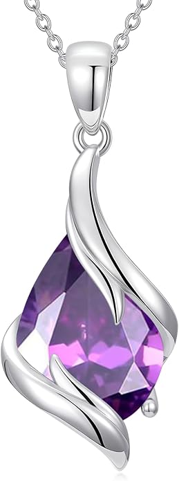HPQQ Birthstone Necklace for Women 925 Sterling Silver Teardrop Pendant Fine Jewelry Birthday Mothers Day Gifts for Women Mom Her