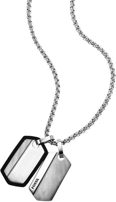 Fossil Men's Stainless Steel or Leather Necklace for Men
