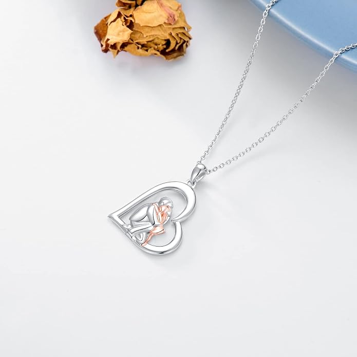 PROESS S925 Sterling Silver Daughter Heart Pendant Necklace from Dad Mom I Love You Forever Jewelry