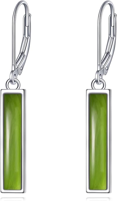 CRMAD Abalone Shell Bar Earrings for Women Sterling Silver Leverback Earrings Abalone Jewelry Gift