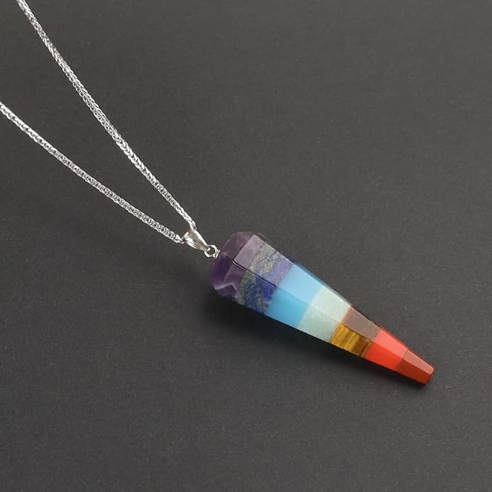 iSTONE 925 Sterling Silver Natural Crytral for Womens Pendant Necklace, Gemstone Birthstone with 17.8" Silver Chain Ladies