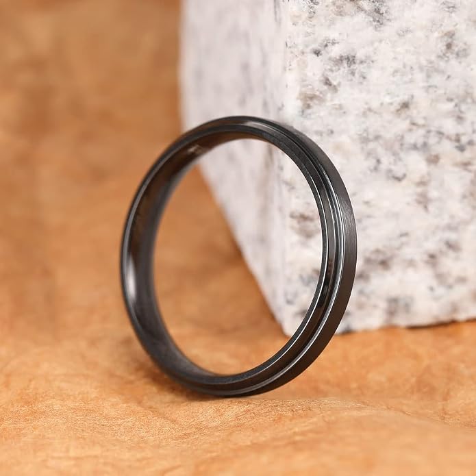 THREE KEYS JEWELRY 2mm 4mm 6mm 8mm Titanium Wedding Band for Men Women, Classic Domed & Step Edge High Polished Comfort Fit Anniversary Ring, Size 4-15