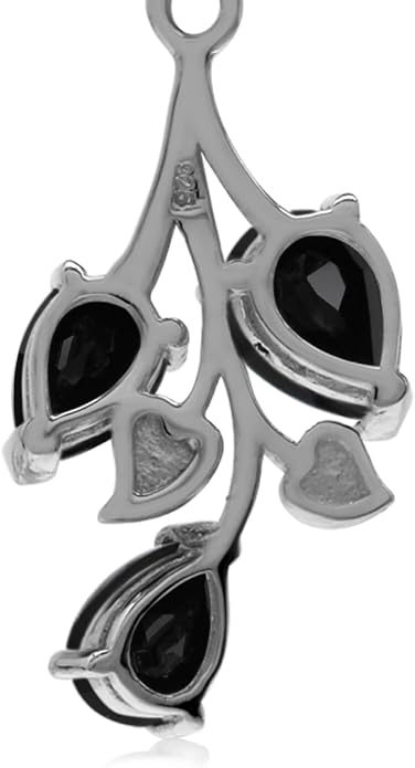 Silvershake Pear Shape Birthstone Gemstone Antique Finishing 925 Sterling Silver Leaf Vintage Inspired Pendant with 18 Inch Chain Necklace Jewelry for Women