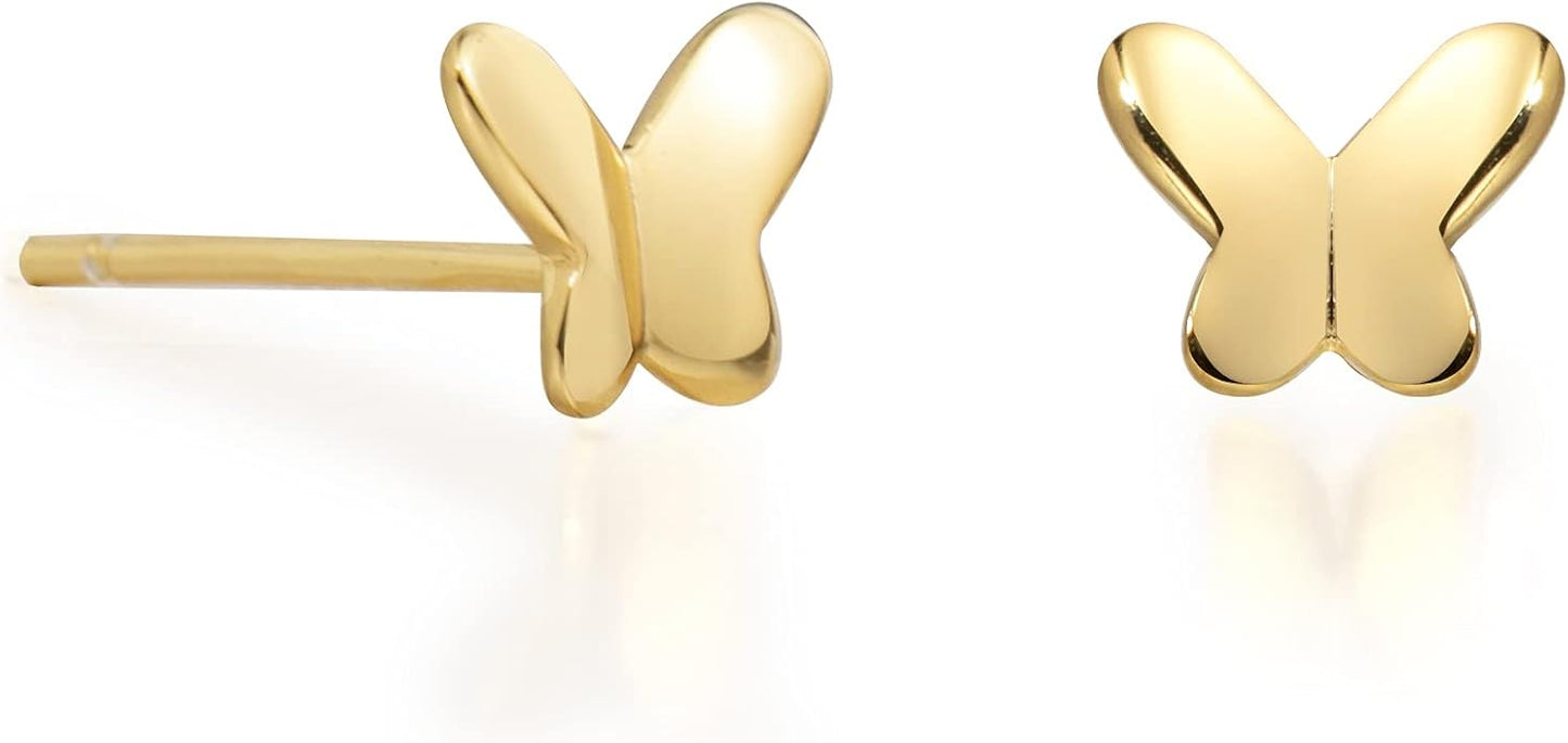 Butterfly Earrings Sterling Silver Tiny Butterfly Stud Earrings for Women Gold Minimalist Earrings Dainty Hypoallergenic Earrings for Sensitive Ears Mothers Day Gifts for Wife