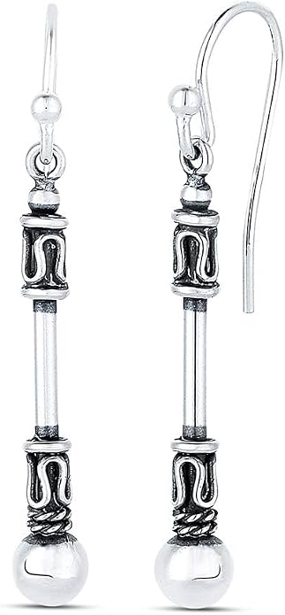 LeCalla 925 Sterling Silver Filigree Dangle Drop Earrings | Lightweight Antique Balinese Teardrop Dangle Drop Earring for Women