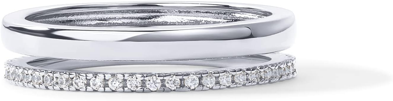 PAVOI 18K Gold Plated Cubic Zirconia Dual Stacking Rings for Women | Gold Eternity Band for Women | Thumb Ring